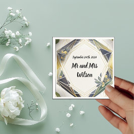 Servilleta De Papel Boda Moderna Geométrica con Pequeñas Flores