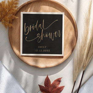Servilleta De Papel Boda moderna Gold Script & Blanco