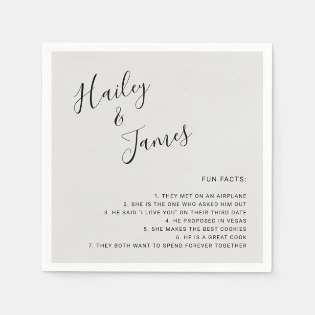 Servilleta De Papel Boda moderna gris elegante (Anverso)