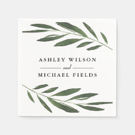 Servilleta De Papel Boda moderna hoja de helecho verde hermoso