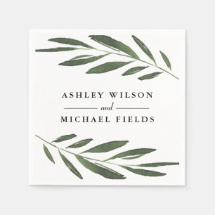 Servilleta De Papel Boda moderna hoja de helecho verde hermoso