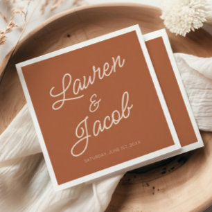 Servilleta De Papel Boda Moderna Mínima Minimalista Marrón Boho
