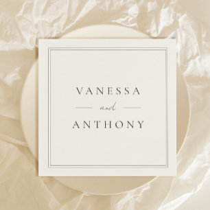 Servilleta De Papel Boda moderna minimalista en blanco y negro
