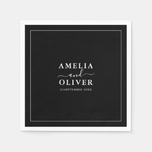 Servilleta De Papel Boda moderna minimalista negra elegante y atempora