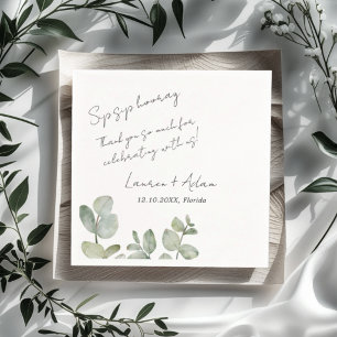 Servilleta De Papel Boda moderna simple con vegetación de eucalipto