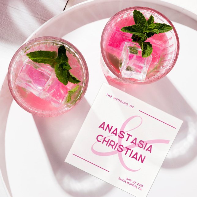 Servilleta De Papel Boda Moderna y Audaz Magenta (Subido por el creador)