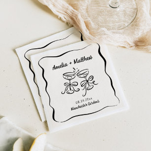 Servilleta De Papel Boda Moderna y Caprichosa Dibujada a Mano