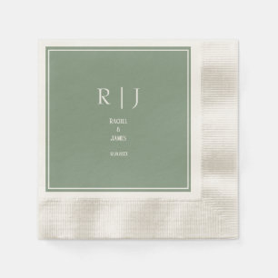 Servilleta De Papel Boda moderna y elegante con inicial de monograma e