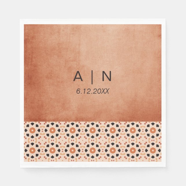 Servilleta De Papel Boda moderno Boho Terracotta Tile (Anverso)