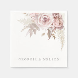Servilleta De Papel Boda moderno con flores rosadas de Rubor