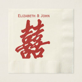 Servilleta De Papel Boda moderno de doble felicidad