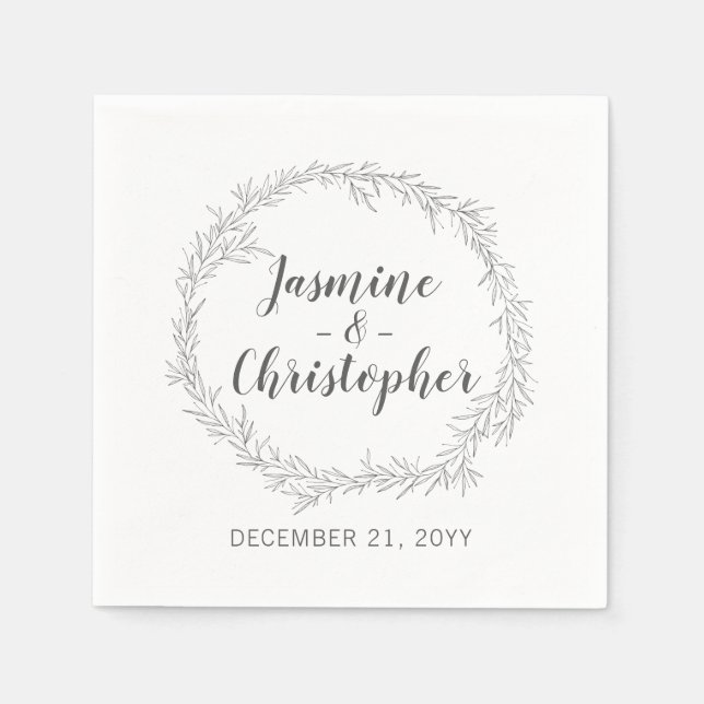 Servilleta De Papel Boda moderno de hojas botánicas que sirve (Anverso)