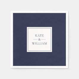 Servilleta De Papel Boda moderno de Navy Blue Classic