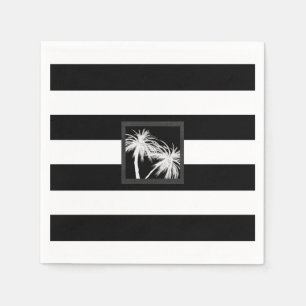 Servilleta De Papel Boda moderno de palmeras tropicales blancas y negr