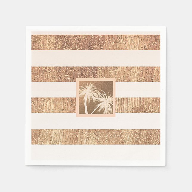 Servilleta De Papel Boda moderno de palmeras tropicales de cobre y cre (Anverso)