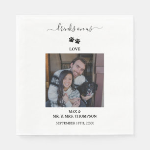 Servilleta De Papel Boda moderno de una pareja de Mascotas de fotograf