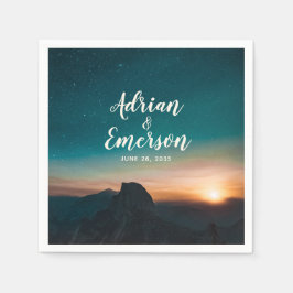 Servilleta De Papel Boda moderno del Sunrise de Night Sky Mountain Gal