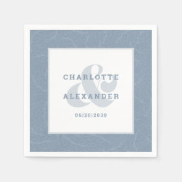 Servilleta De Papel Boda moderno Dusty Blue Trendy Bride & Groom