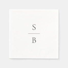 Servilleta De Papel Boda moderno monograma blanco y negro limpio