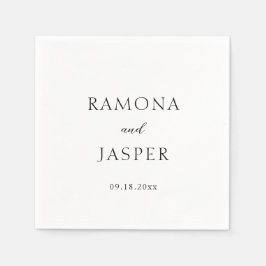 Servilleta De Papel Boda moderno simple negro y blanco negrita