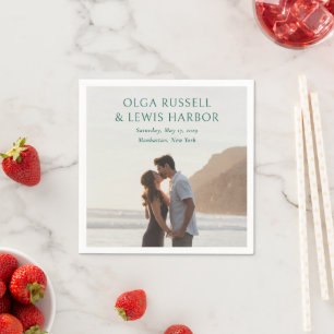 Servilleta De Papel Boda moderno verde esmeralda simple