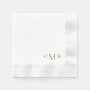 Servilleta De Papel Boda Monograma Blanco Monograma Blanco Montado Ele