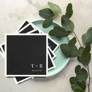 Servilleta De Papel Boda Monograma blanco y negro