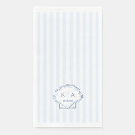 Servilleta De Papel Boda Monograma Costera Azul y Blanco Moderna