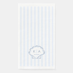 Servilleta De Papel Boda Monograma Costera Azul y Blanco Moderna