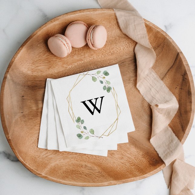 Servilleta De Papel Boda monograma de caligrafía geométrica Gold (Subido por el creador)