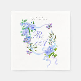 Servilleta De Papel Boda monograma de cinta azul