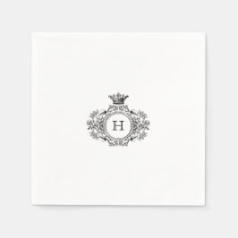 Servilleta De Papel Boda Monograma de Escudo blanco y negro