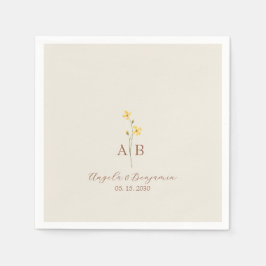Servilleta De Papel Boda Monograma de Flor Silvestre minimalista
