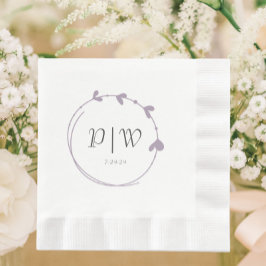 Servilleta De Papel Boda Monograma de Mauve Simple Heart Wreath