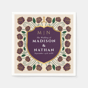 Servilleta De Papel Boda Monograma de Sword & Shield Fantasy Medieval