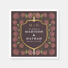 Servilleta De Papel Boda Monograma de Sword & Shield Fantasy Medieval