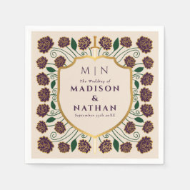 Servilleta De Papel Boda Monograma de Sword & Shield Fantasy Medieval