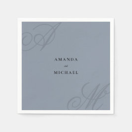Servilleta De Papel Boda monograma elegante azul oscuro