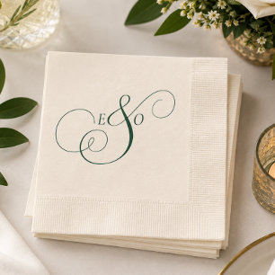 Servilleta De Papel Boda Monograma Elegante Verde Esmeralda
