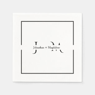 Servilleta De Papel Boda Monograma Minimalista en Blanco y Negro