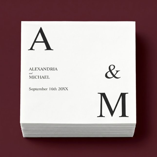 Servilleta De Papel Boda Monograma Minimalista Moderna (Subido por el creador)