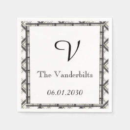 Servilleta De Papel Boda Monograma negro y blanco