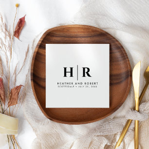 Servilleta De Papel Boda Monograma Novia Personalizado moderna y Groom