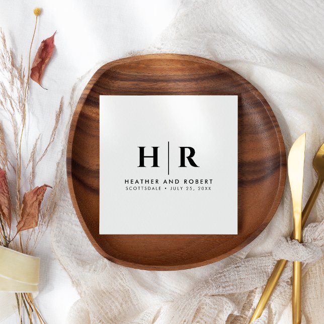 Servilleta De Papel Boda Monograma Novia Personalizado moderna y Groom (Subido por el creador)