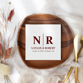 Servilleta De Papel Boda Monograma Novia Y Groom Iniciales Elegantes