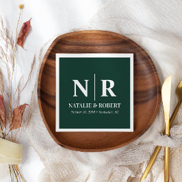 Servilleta De Papel Boda Monograma Novia Y Groom Iniciales Elegantes