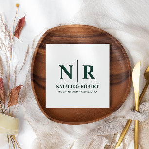 Servilleta De Papel Boda Monograma Novia Y Groom Iniciales Elegantes