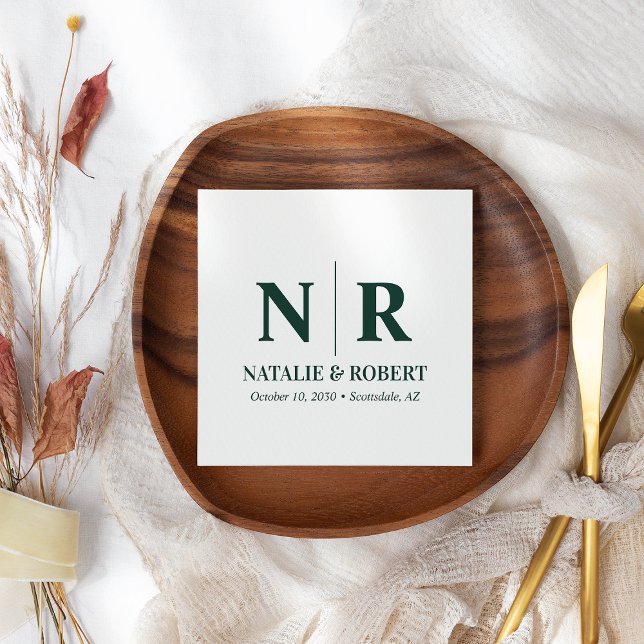 Servilleta De Papel Boda Monograma Novia Y Groom Iniciales Elegantes (Subido por el creador)