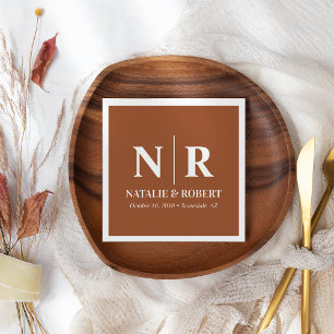 Servilleta De Papel Boda Monograma Novia Y Groom Iniciales Elegantes