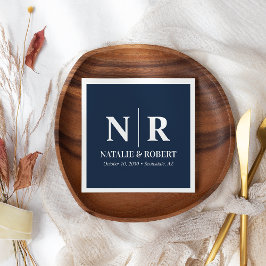 Servilleta De Papel Boda Monograma Novia Y Groom Iniciales Elegantes